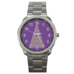 Pyramid Triangle  Purple Sport Metal Watch