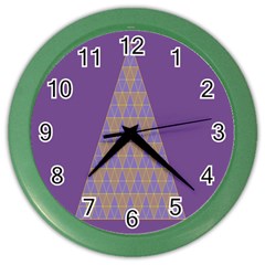 Pyramid Triangle  Purple Color Wall Clocks by Mariart