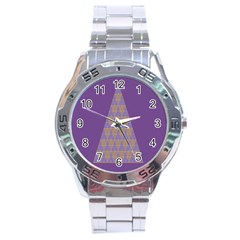 Pyramid Triangle  Purple Stainless Steel Analogue Watch