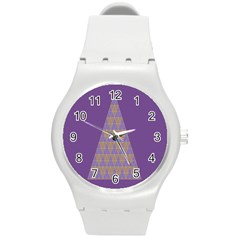 Pyramid Triangle  Purple Round Plastic Sport Watch (m)