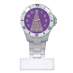 Pyramid Triangle  Purple Plastic Nurses Watch by Mariart