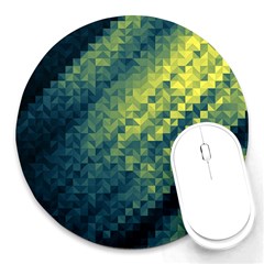 Polygon Dark Triangle Green Blacj Yellow Round Mousepads