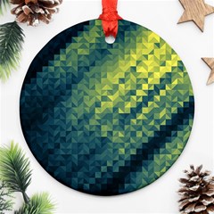 Polygon Dark Triangle Green Blacj Yellow Ornament (round) by Mariart