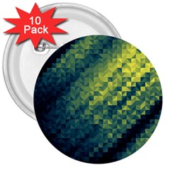 Polygon Dark Triangle Green Blacj Yellow 3  Buttons (10 Pack) 