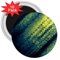 Polygon Dark Triangle Green Blacj Yellow 3  Magnets (10 Pack)  by Mariart