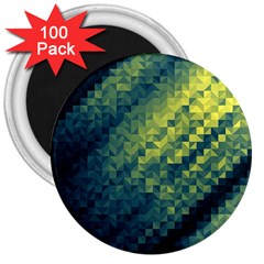 Polygon Dark Triangle Green Blacj Yellow 3  Magnets (100 Pack) by Mariart