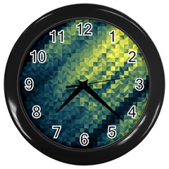 Polygon Dark Triangle Green Blacj Yellow Wall Clocks (black) by Mariart