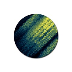 Polygon Dark Triangle Green Blacj Yellow Rubber Coaster (round) 