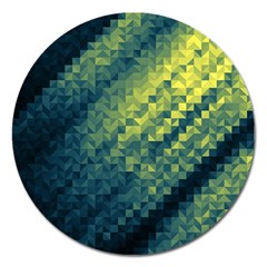 Polygon Dark Triangle Green Blacj Yellow Magnet 5  (round)