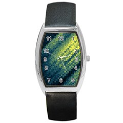 Polygon Dark Triangle Green Blacj Yellow Barrel Style Metal Watch