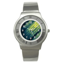 Polygon Dark Triangle Green Blacj Yellow Stainless Steel Watch