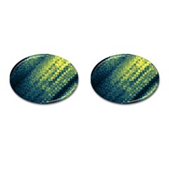 Polygon Dark Triangle Green Blacj Yellow Cufflinks (oval)