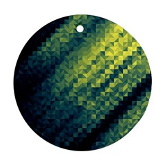 Polygon Dark Triangle Green Blacj Yellow Round Ornament (two Sides) by Mariart