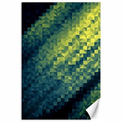 Polygon Dark Triangle Green Blacj Yellow Canvas 24  X 36 