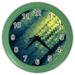 Polygon Dark Triangle Green Blacj Yellow Color Wall Clocks by Mariart