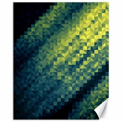 Polygon Dark Triangle Green Blacj Yellow Canvas 11  X 14   by Mariart