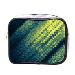 Polygon Dark Triangle Green Blacj Yellow Mini Toiletries Bags by Mariart