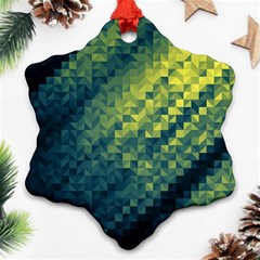 Polygon Dark Triangle Green Blacj Yellow Snowflake Ornament (two Sides) by Mariart