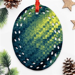 Polygon Dark Triangle Green Blacj Yellow Ornament (oval Filigree) by Mariart