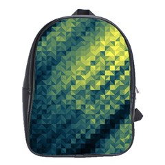 Polygon Dark Triangle Green Blacj Yellow School Bags (xl) 