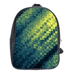 Polygon Dark Triangle Green Blacj Yellow School Bags (XL)  Front