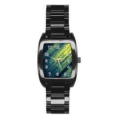 Polygon Dark Triangle Green Blacj Yellow Stainless Steel Barrel Watch