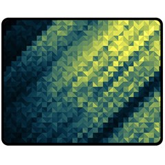 Polygon Dark Triangle Green Blacj Yellow Double Sided Fleece Blanket (medium)  by Mariart