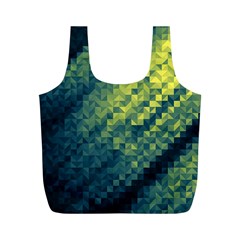 Polygon Dark Triangle Green Blacj Yellow Full Print Recycle Bags (m) 