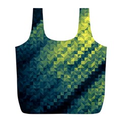 Polygon Dark Triangle Green Blacj Yellow Full Print Recycle Bags (l)  by Mariart