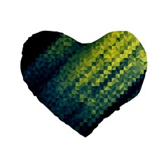 Polygon Dark Triangle Green Blacj Yellow Standard 16  Premium Flano Heart Shape Cushions by Mariart