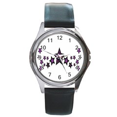 Star Purple Space Round Metal Watch