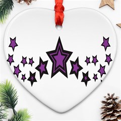 Star Purple Space Ornament (heart) by Mariart