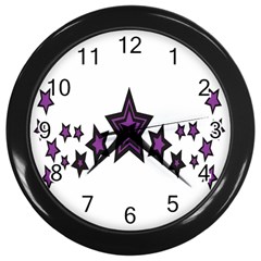 Star Purple Space Wall Clocks (black) by Mariart