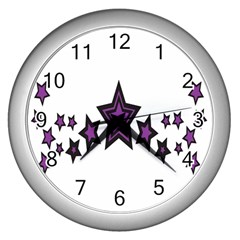 Star Purple Space Wall Clocks (silver) 