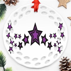 Star Purple Space Round Filigree Ornament (two Sides)