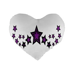 Star Purple Space Standard 16  Premium Flano Heart Shape Cushions by Mariart