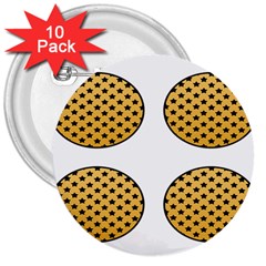 Star Circle Orange Round Polka 3  Buttons (10 Pack) 