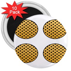 Star Circle Orange Round Polka 3  Magnets (10 Pack)  by Mariart