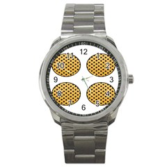 Star Circle Orange Round Polka Sport Metal Watch by Mariart