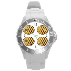 Star Circle Orange Round Polka Round Plastic Sport Watch (l) by Mariart