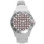 Seamless Geometric Circle Round Plastic Sport Watch (L) Front