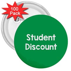 Student Discound Sale Green 3  Buttons (100 Pack)  by Mariart