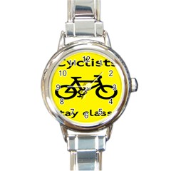 Stay Classy Bike Cyclists Sport Round Italian Charm Watch by Mariart