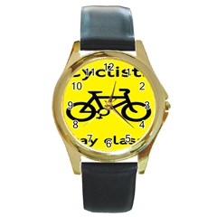 Stay Classy Bike Cyclists Sport Round Gold Metal Watch