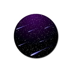 Starry Night Sky Meteor Stock Vectors Clipart Illustrations Rubber Round Coaster (4 Pack)  by Mariart