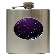 Starry Night Sky Meteor Stock Vectors Clipart Illustrations Hip Flask (6 Oz) by Mariart