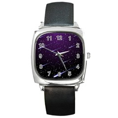 Starry Night Sky Meteor Stock Vectors Clipart Illustrations Square Metal Watch by Mariart