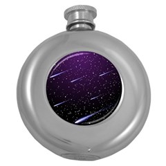 Starry Night Sky Meteor Stock Vectors Clipart Illustrations Round Hip Flask (5 Oz) by Mariart