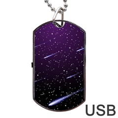 Starry Night Sky Meteor Stock Vectors Clipart Illustrations Dog Tag Usb Flash (one Side) by Mariart