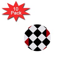 Survace Floor Plaid Bleck Red White 1  Mini Buttons (10 Pack)  by Mariart